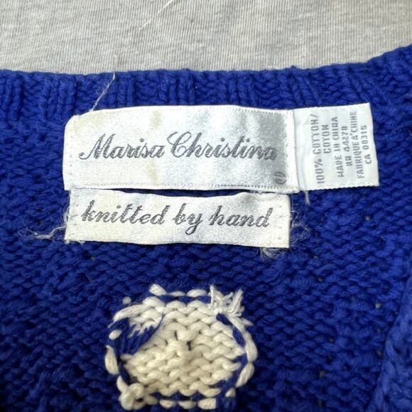 Marisa Christina Hand Knitted Floral Polka Dotted Kitschy Flower Sweater S - Picture 5 of 9